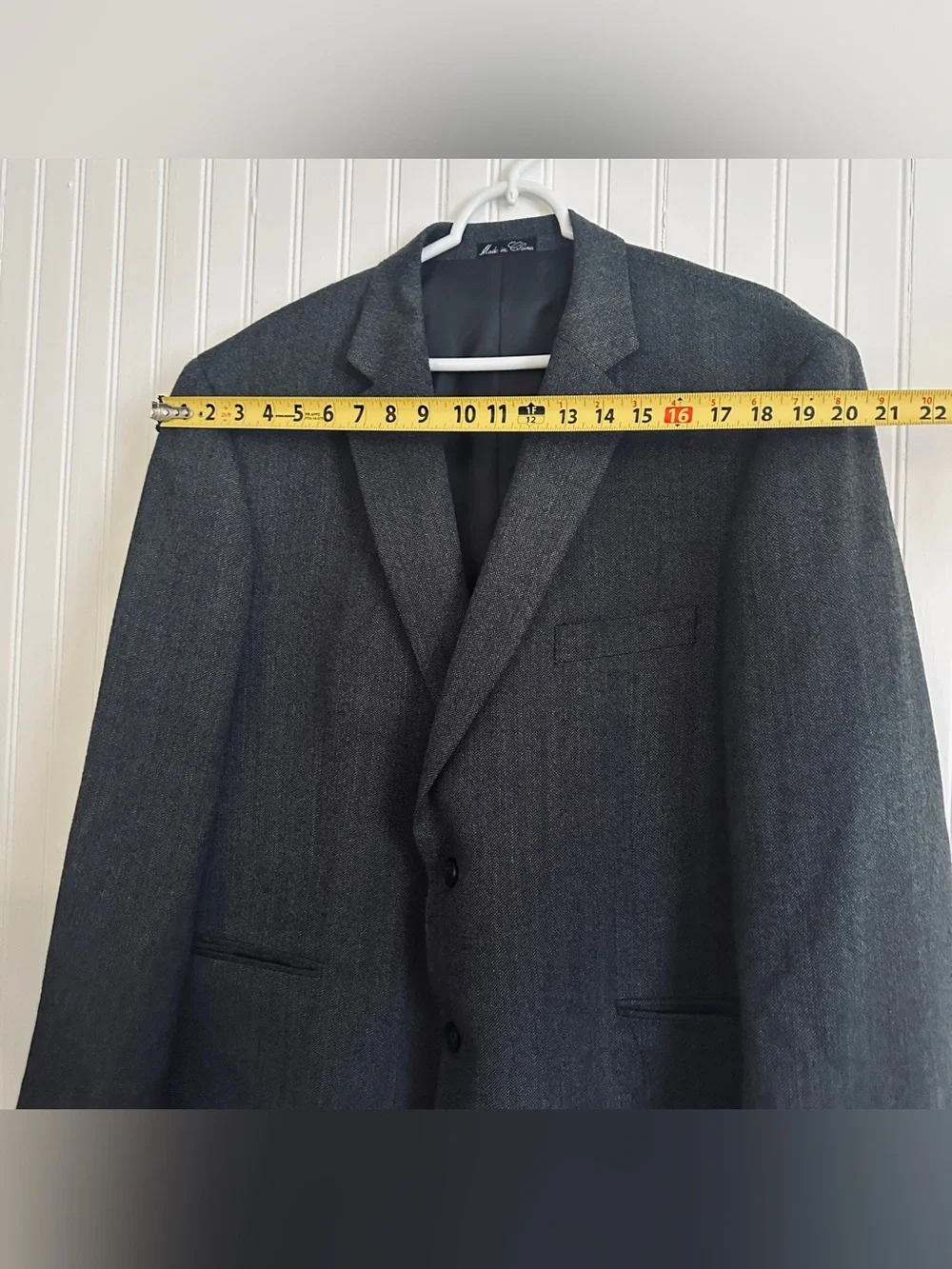 Men's Charcoal Gray Two-Button Wool-Blend Blazer (Designer Made)